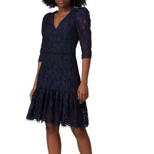 Shoshanna Navy Long Sleeve Dress run small like a size 12
